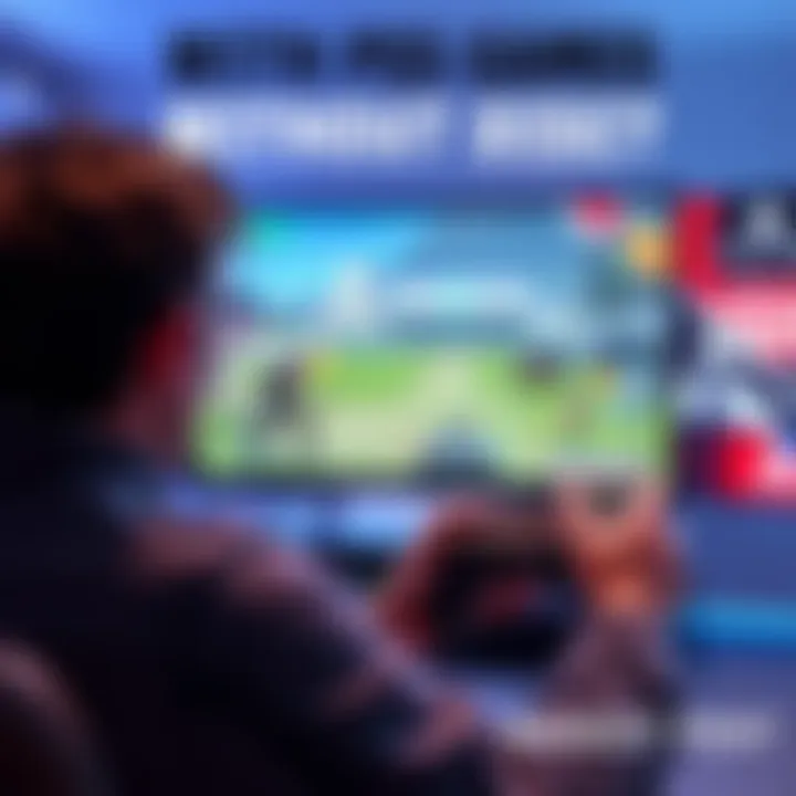 A gamer excitedly playing a PS5 game on their console without using a disc, showcasing the screen with gameplay action.