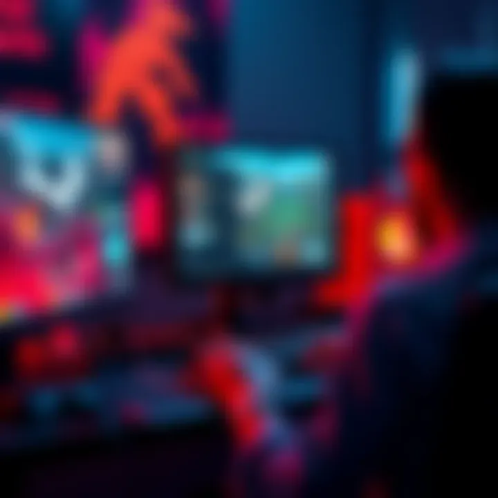 A person playing a Steam game on a Linux computer, with a gaming setup featuring a monitor and keyboard.