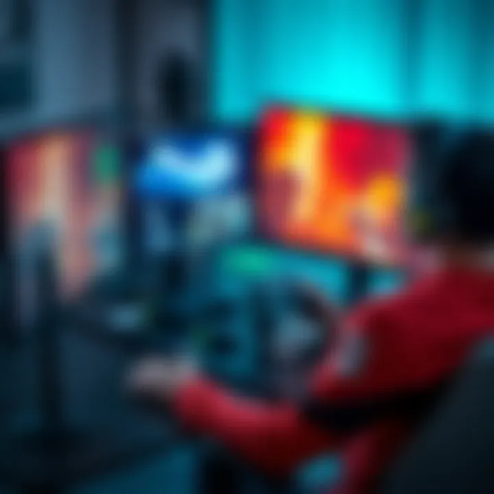 A gamer sits at a desk using a computer to play Xbox games, with an Xbox controller in hand and Steam open on the screen.
