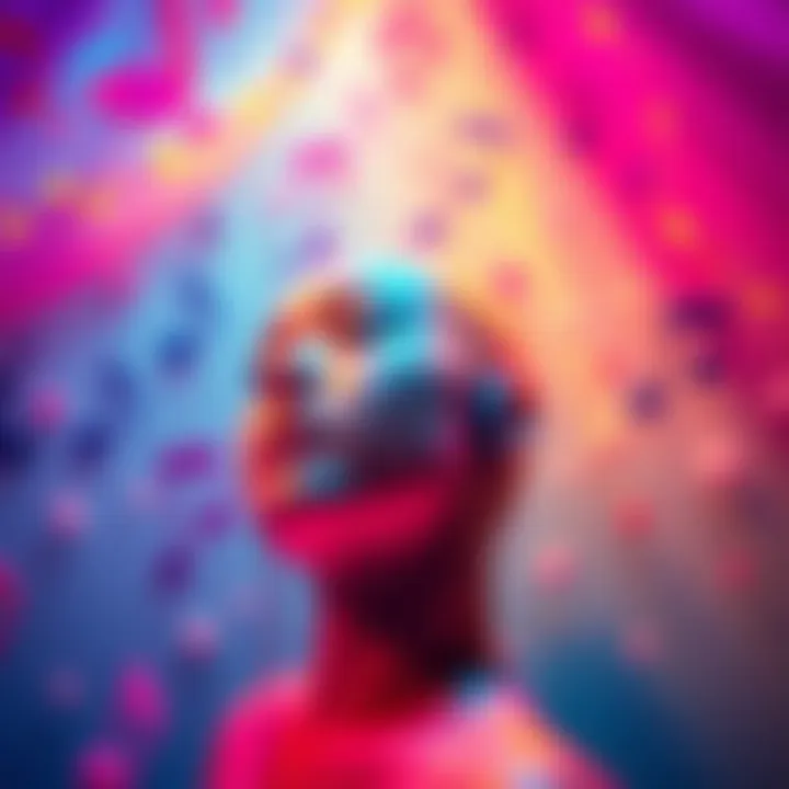 Colorful cover featuring music notes and vibrant elements reflecting Mei's unique vibe