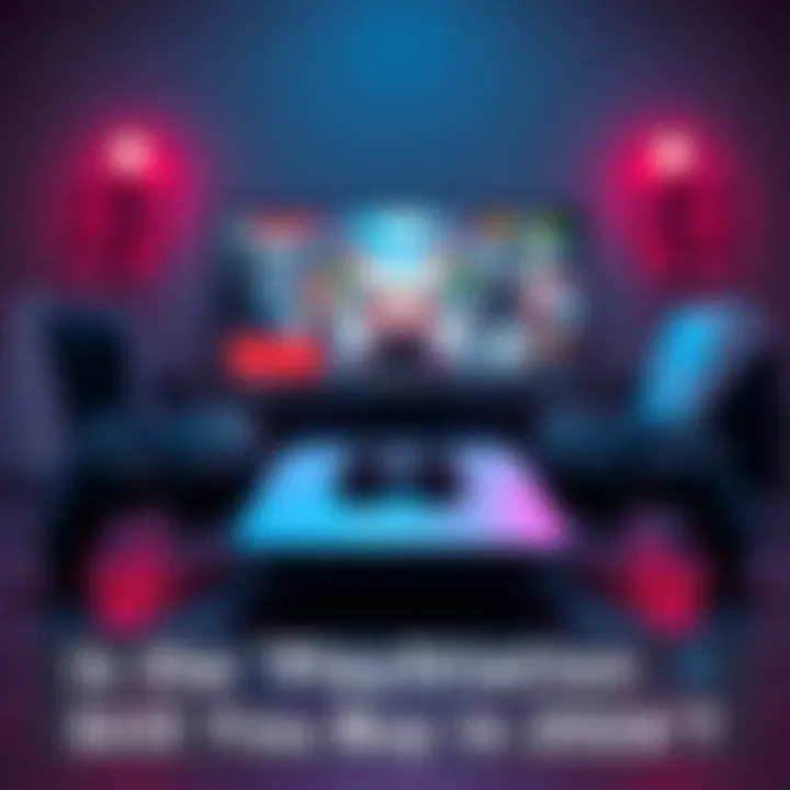 PlayStation 5 in a gaming setup A PlayStation 5 console with game controllers and a gaming screen showing a popular game