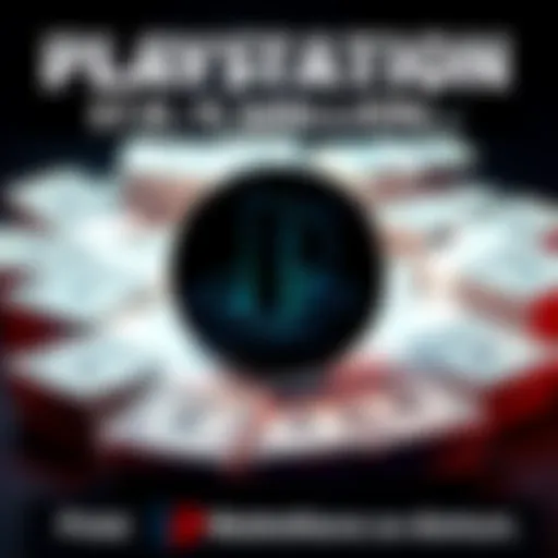 PlayStation logo overlaid with stacks of cash representing compensation payment