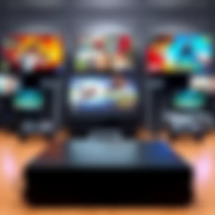 A collection of PlayStation consoles from PS1 to PS5 displaying various game graphics on screens.