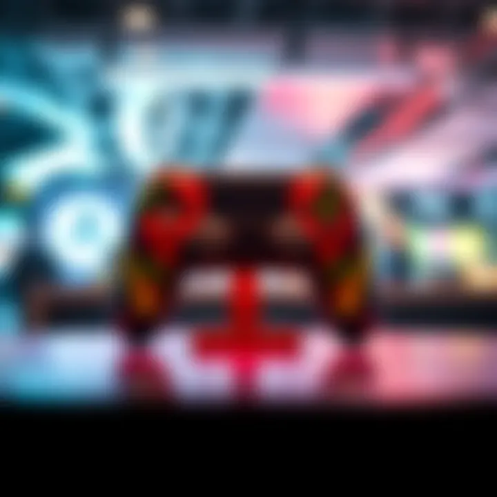 Playstation Gachapon Display A colorful Playstation gachapon controller design on a table, showcasing its unique look, but indicating it can't connect to the console.