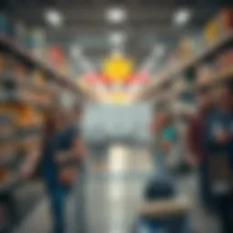 A shopper holding a Playstation 1 console box in Walmart, surrounded by excited shoppers looking on.