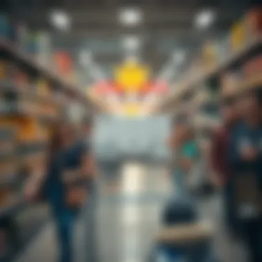 A shopper holding a Playstation 1 console box in Walmart, surrounded by excited shoppers looking on.