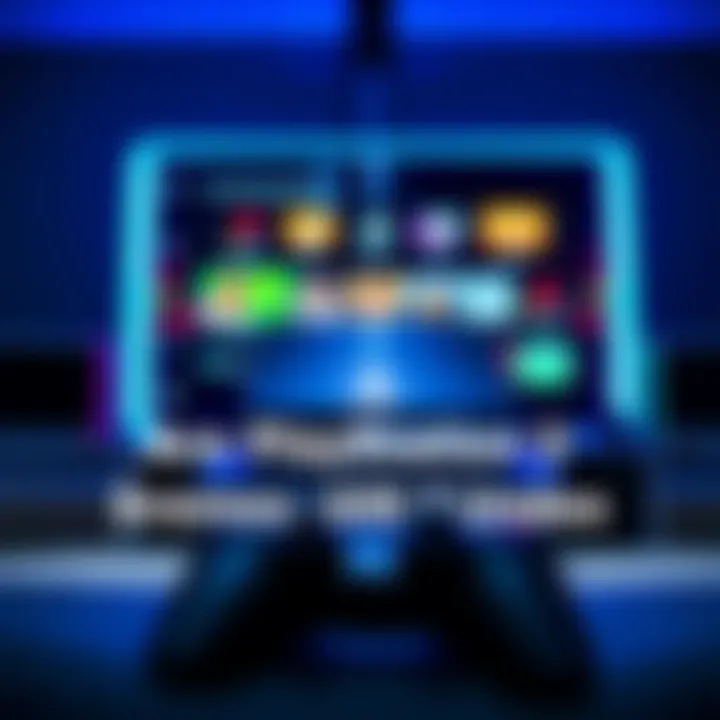 A gaming setup with a PlayStation 3 console running streaming games on a TV screen
