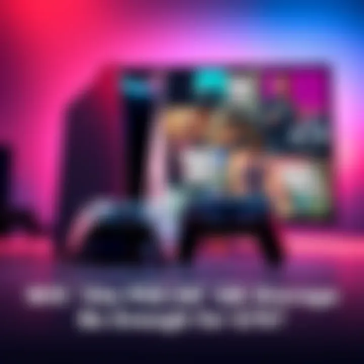 A PlayStation 5 Digital Edition console next to a gaming controller, highlighting its 825 GB storage capacity with Grand Theft Auto 6 graphics on screen.