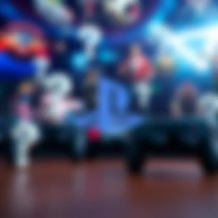Sony PlayStation logo in front of a blurred gaming background with question marks, symbolizing uncertainty about the PS6 release.