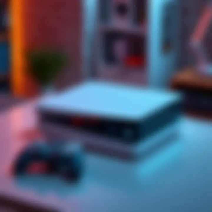 PlayStation 6 Console A new PlayStation 6 console on a gaming table with a controller beside it