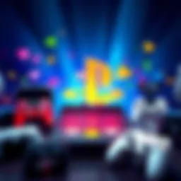 Colorful PlayStation logo surrounded by gaming consoles and controllers, representing 31 years of gaming innovation.