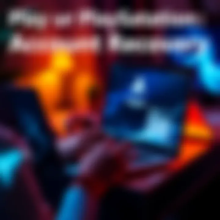 A person on a laptop trying to recover their PlayStation account with a phone nearby for two-factor authentication