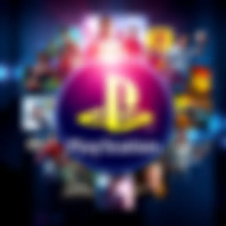 A vibrant PlayStation logo surrounded by various game cover artworks representing different genres, highlighting the iconic 'Only On PlayStation' branding