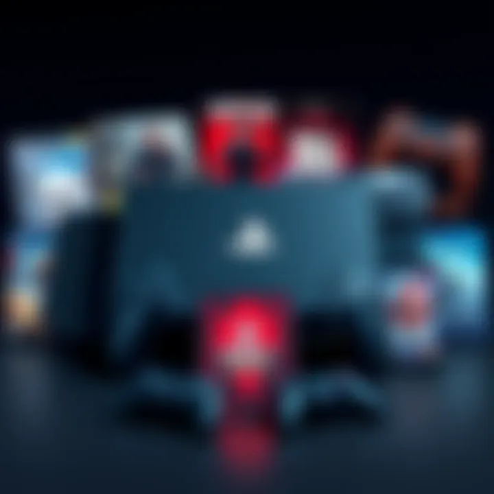 PlayStation console surrounded by popular upcoming game covers and new technology gadgets
