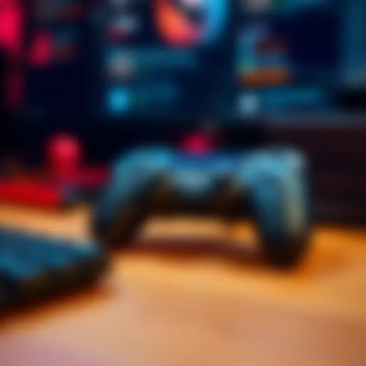 A PlayStation controller connected to a computer, showing compatibility with gaming software.
