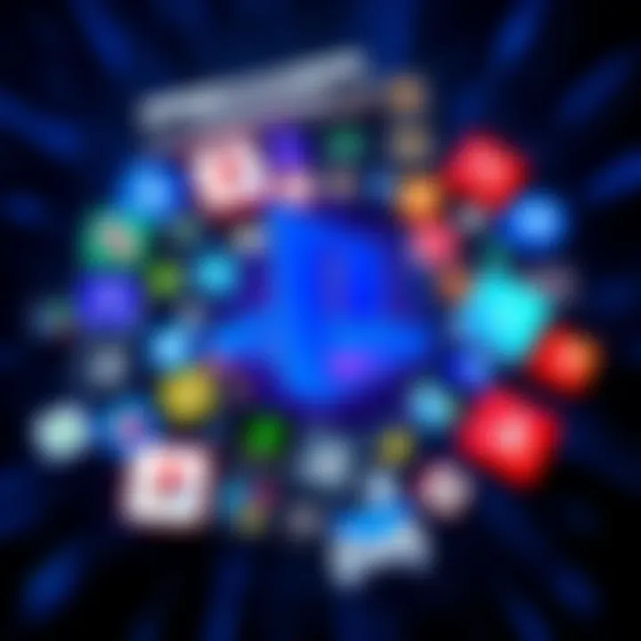 A PlayStation logo surrounded by various digital game icons, symbolizing the end of physical discs and the shift to digital gaming.