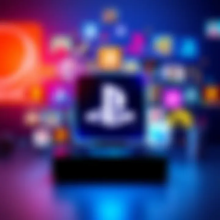 PlayStation digital game downloads A vibrant graphic showing various digital game icons surrounding a PlayStation logo, highlighting the shift from physical to digital gaming.