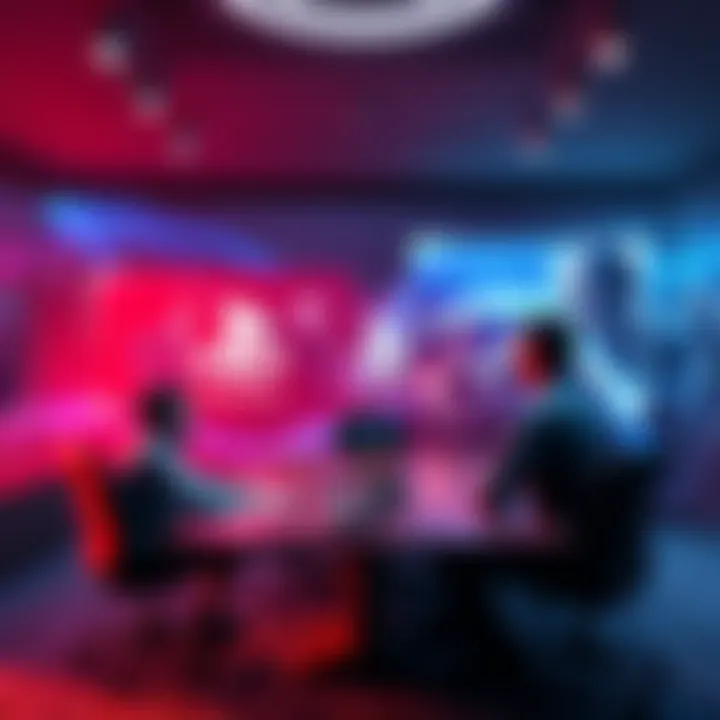 PlayStation Gaming Strategy A former Bluepoint developer discussing PlayStation's halted PC strategy in a meeting room with gaming visuals in the background
