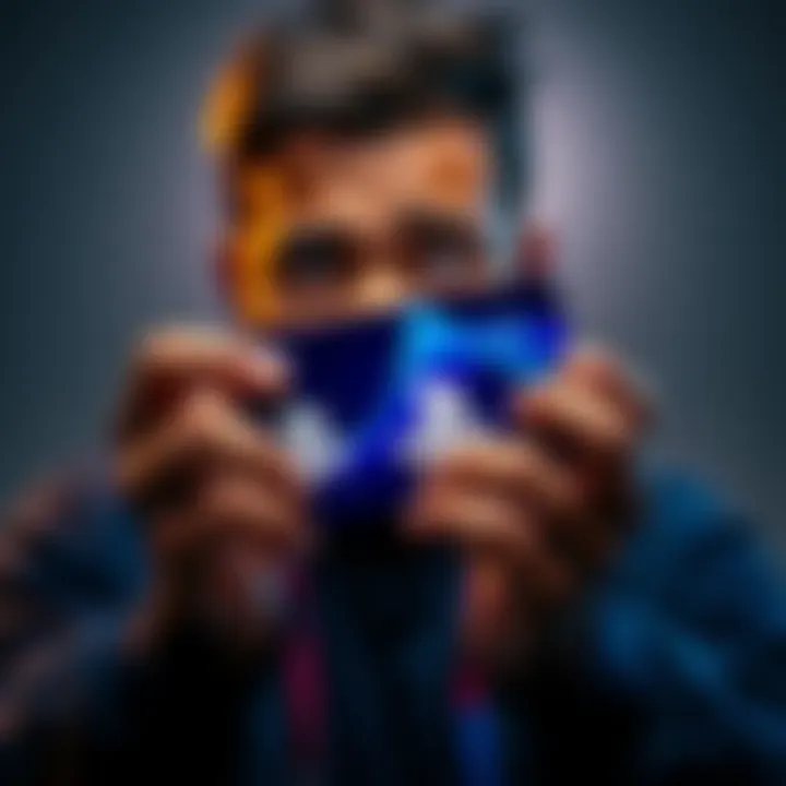 A person holding a PlayStation gift card with a puzzled expression, contemplating a refund issue