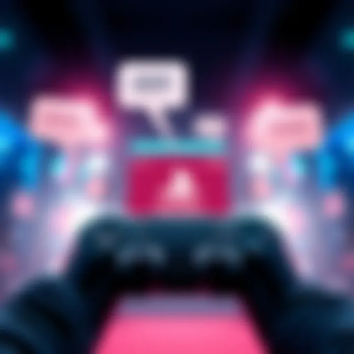 A gamer inviting others to join an active group chat on Playstation, showing a PS4 controller and message bubbles.