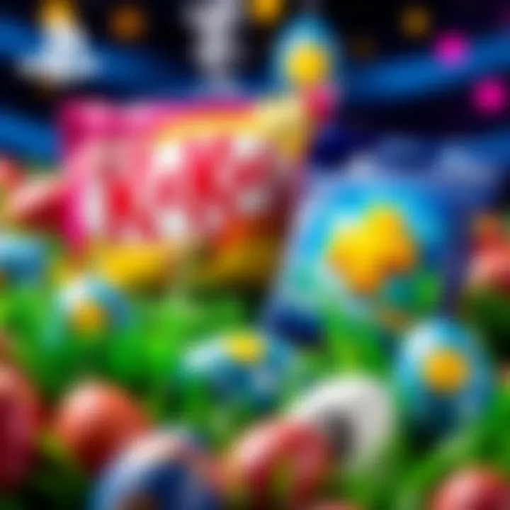 A colorful display of PlayStation KitKat Easter Eggs alongside a PlayStation Plus Premium trial promo, inviting gamers to enjoy chocolate and gaming rewards.