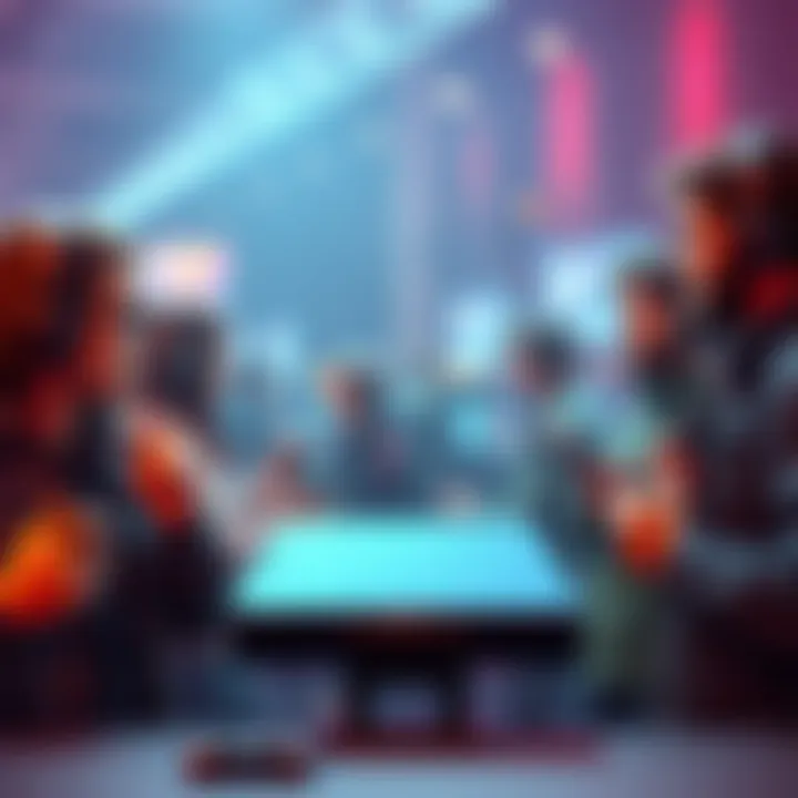 Playstation Store Refund Policy Debate Gamers discussing Sony's refund policy with frustration at a gaming event, holding controllers and looking at screens