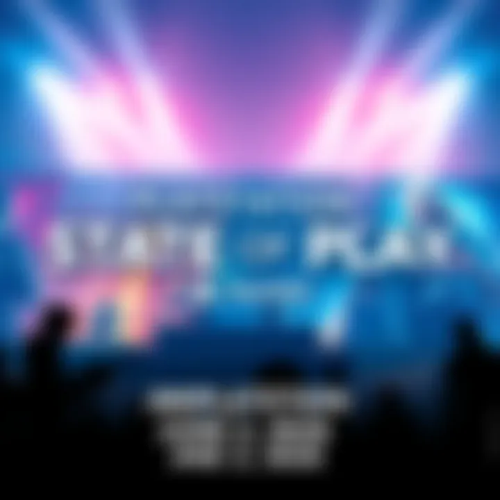 Graphic promoting the PlayStation State of Play event with game imagery and date