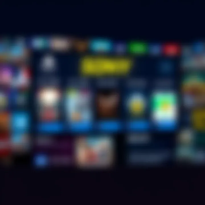 A digital display showing various game prices changing in the PlayStation Store, with a background of gaming icons