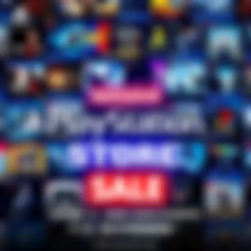 PlayStation Store Sale A vibrant graphic showcasing various video game titles with sale tags on the PlayStation Store, highlighting discounts for November.