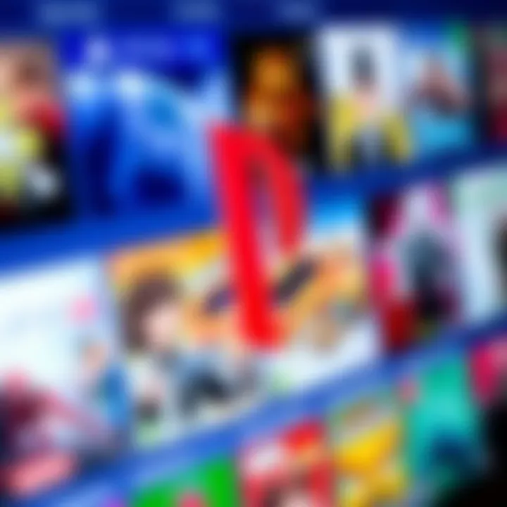 A close-up of the PlayStation logo displayed on a computer screen, indicating a digital game store environment, with game icons visible in the background.