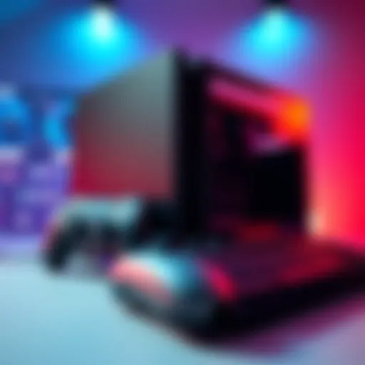 PlayStation and PC gaming comparison A side-by-side view of a PlayStation console and a gaming PC setup, showing a controller and keyboard, symbolizing the choice between the two platforms.