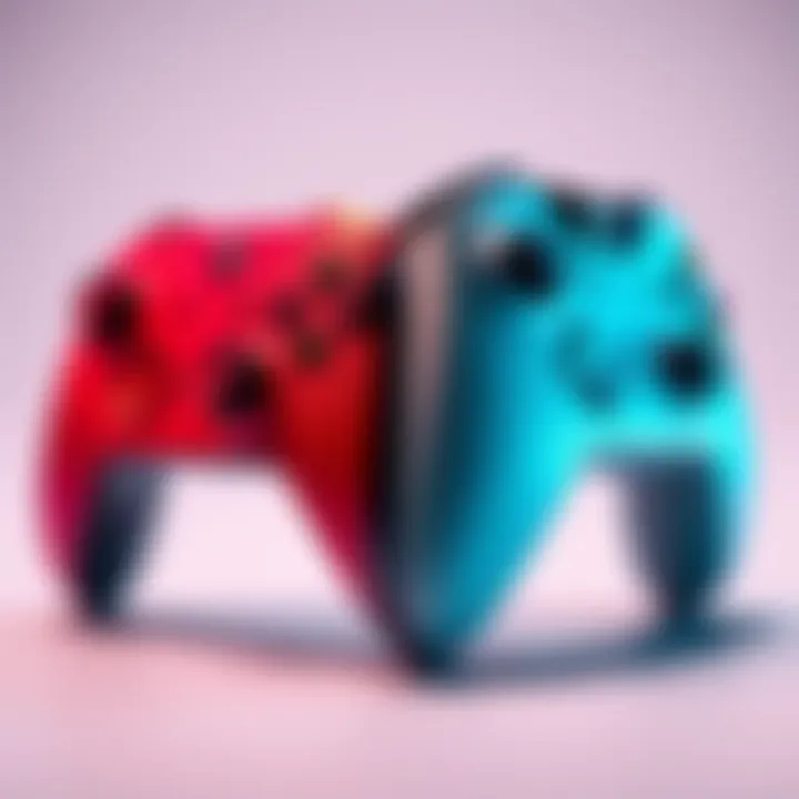 PlayStation and Xbox Controllers Comparison A side-by-side view of a PlayStation controller and an Xbox controller, showcasing their design and features.