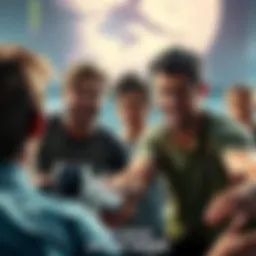 A group of players expressing frustration over unbalanced tactics in a video game match, highlighting a defender winning without challenge.