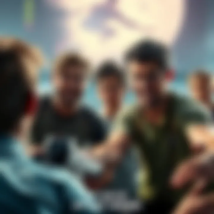 Point Break game frustration A group of players expressing frustration over unbalanced tactics in a video game match, highlighting a defender winning without challenge.