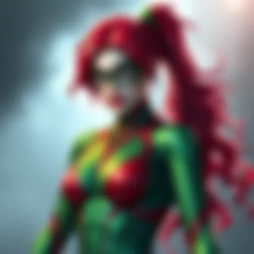 Poison Ivy character showing shiny texture on her outfit instead of the usual velvet after the update