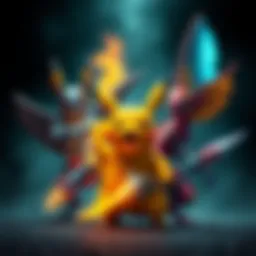 Artistic depiction of Pokémon characters transformed into unique weapons, showcasing a blend of gaming and art culture.