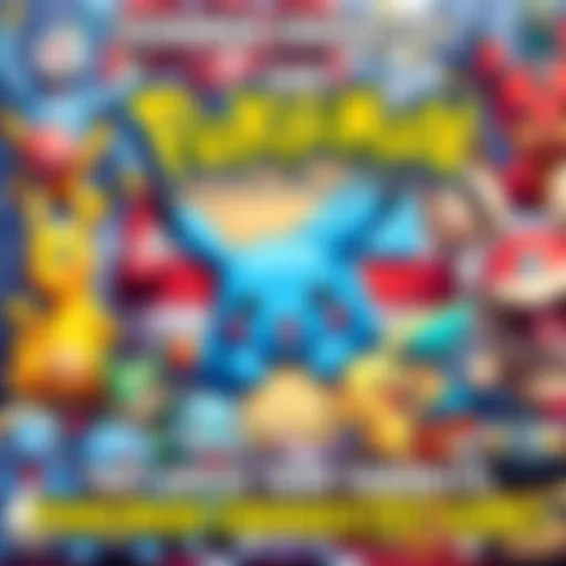 A colorful collage featuring various Pokémon characters, inviting people to guess their favorites, with playful text and classic memes in the background.