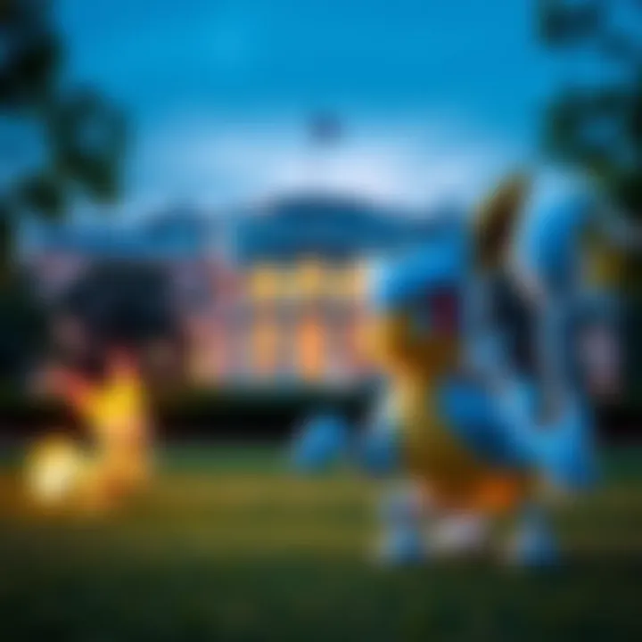 A scene showing the Pokemon Company logo and a depiction of Pokpia with a White House background, illustrating the meme controversy.