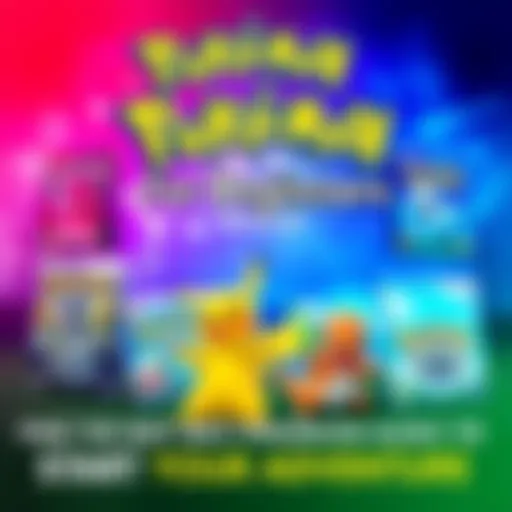 A colorful display of various Pokémon game covers, featuring popular Pokémon characters like Pikachu and Charmander, inviting new players to start their adventure.