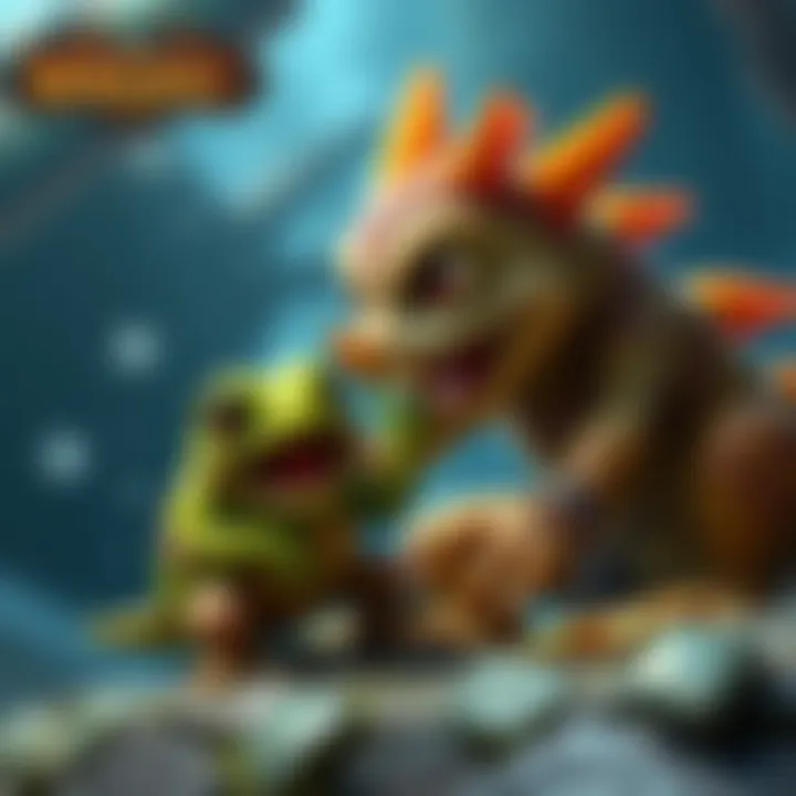 Pokey Thornmantle feeding a fish to a murloc in Battlegrounds artwork