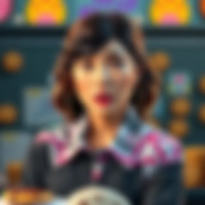 Pokimane speaking about her decision to leave her cookie company, with a backdrop of cookies and business graphics.