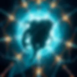 An artistic depiction of Polaris as a dark force in a spiraling geometric environment with main bosses called Resonants.