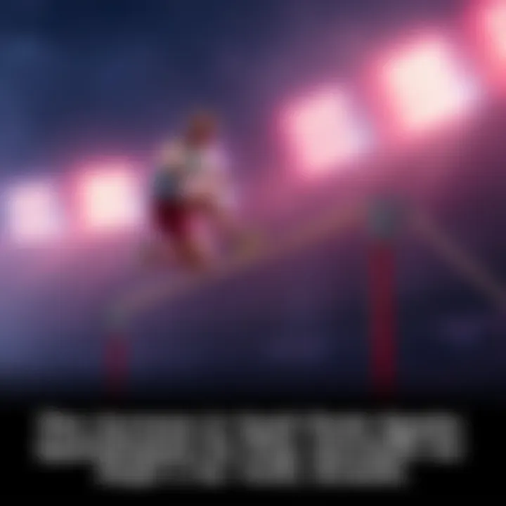 Athlete jumping over a vault post during a competition