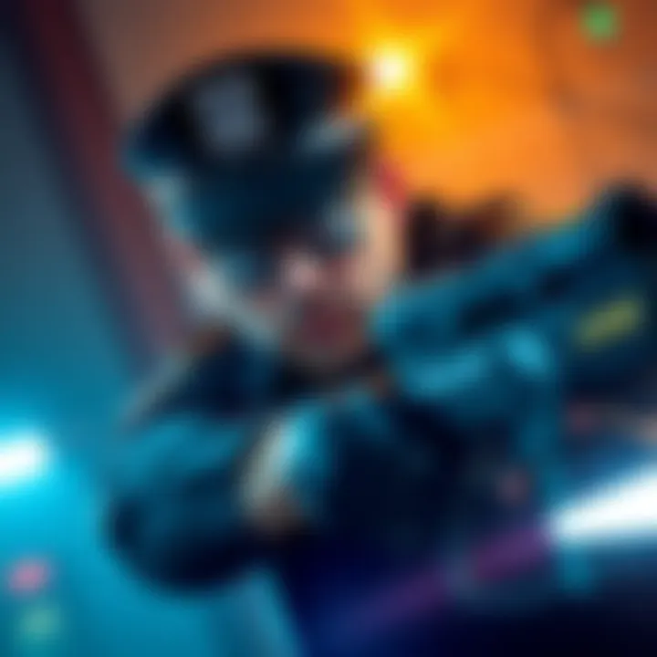 A police officer engaging in a tense scenario, showcasing action and drama in a video game context.