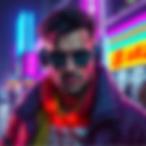 A Polish man in a stylish cyberpunk outfit, showcasing elements like neon colors and futuristic accessories, inspired by everyday life.