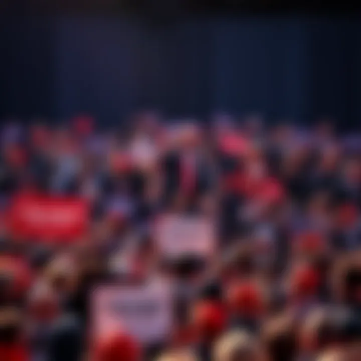Political Rally in 2026 Crowd at a political rally with signs supporting President Trump, showcasing the energy and engagement of supporters during 2026 events.