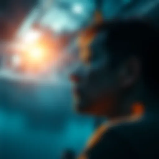 A thoughtful person looking at a bright light, symbolizing hope for immortality
