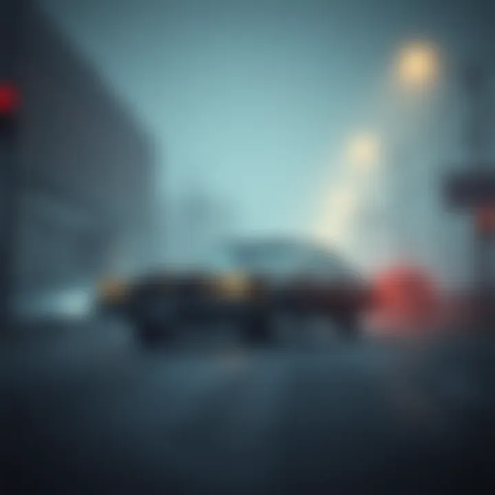 An old Pontiac Ventura parked on a misty street, capturing the nostalgic atmosphere of the late 1970s.