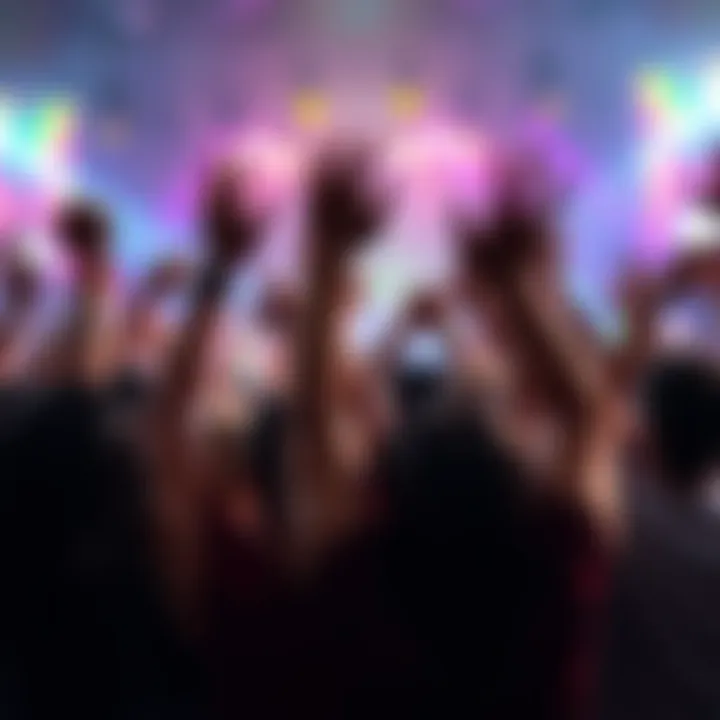 A diverse group of POP music fans holding hands and cheering together, showing their support for the genre.