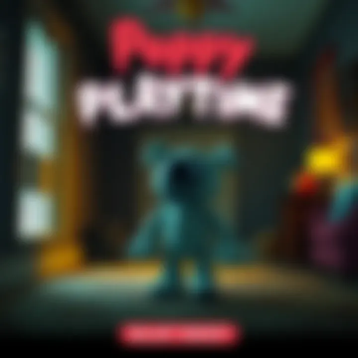 A spooky scene from Poppy Playtime featuring a scary toy character in a dimly lit room